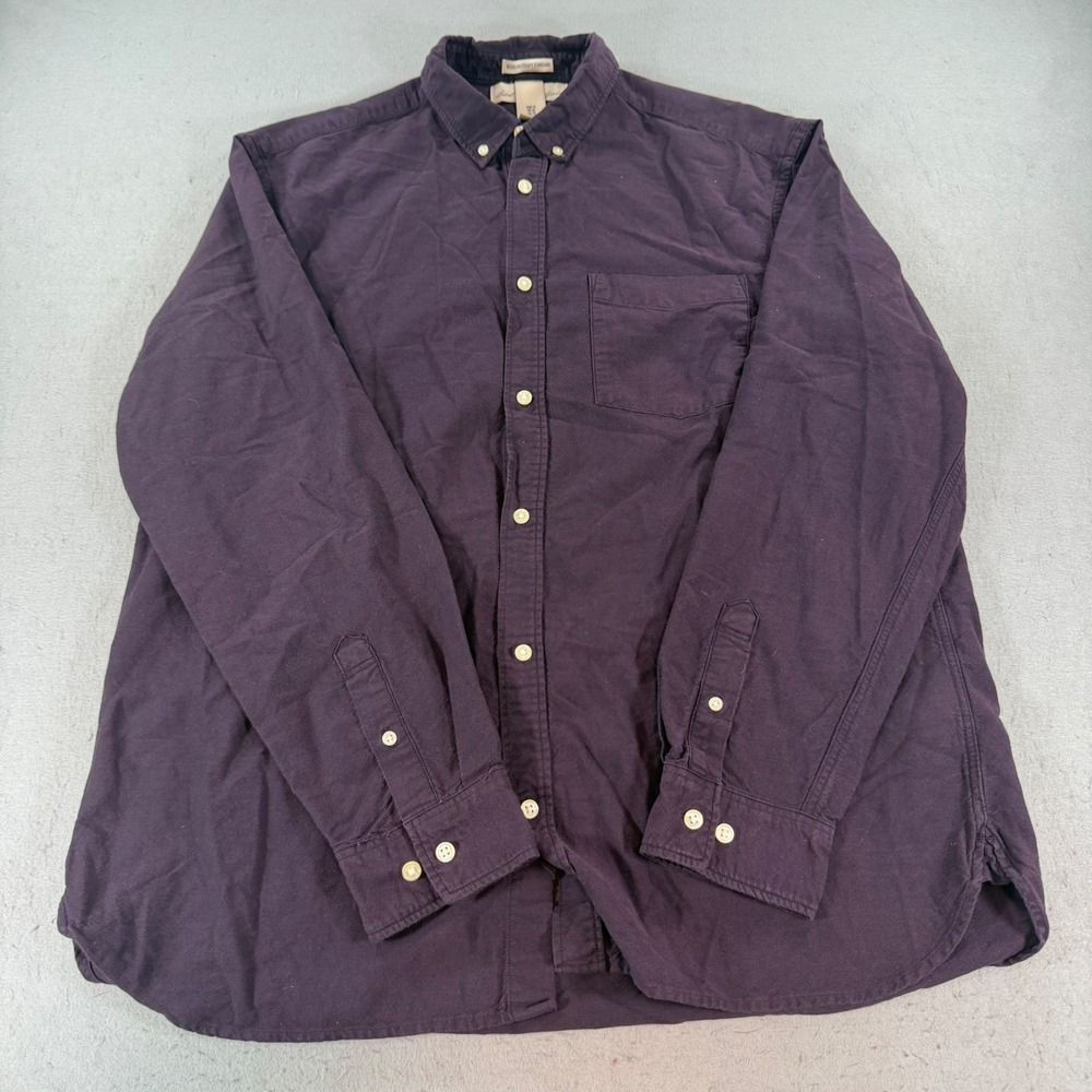 HM LOGG Mens XL Dark Purple Button Down Shirt Long Sleeve Cotton Regular Fit